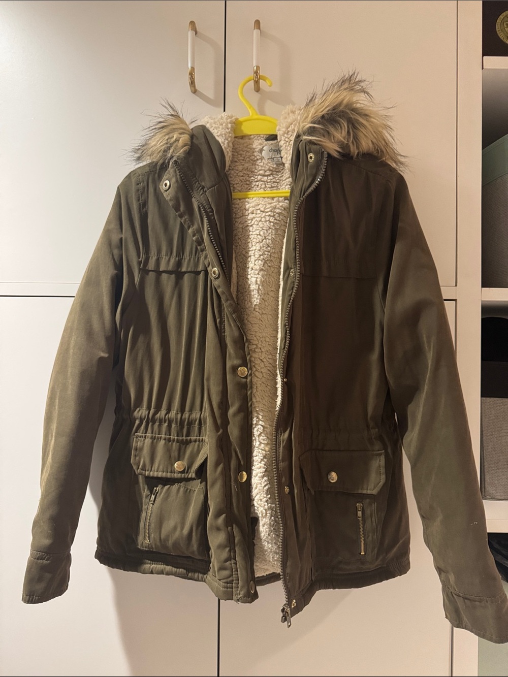 Cream Sherpa Lined Jacket